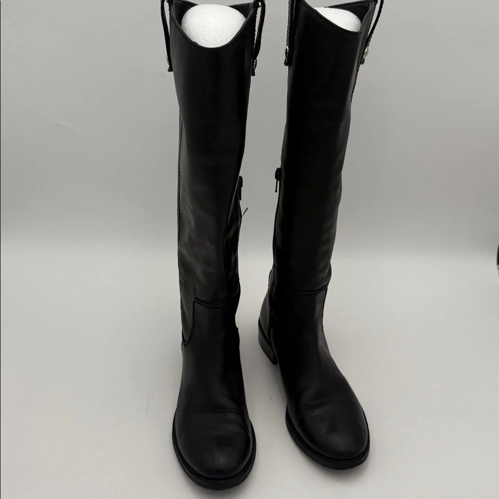 iNC fawne Black Women's riding calf Boots leather 7M casual office fall winter